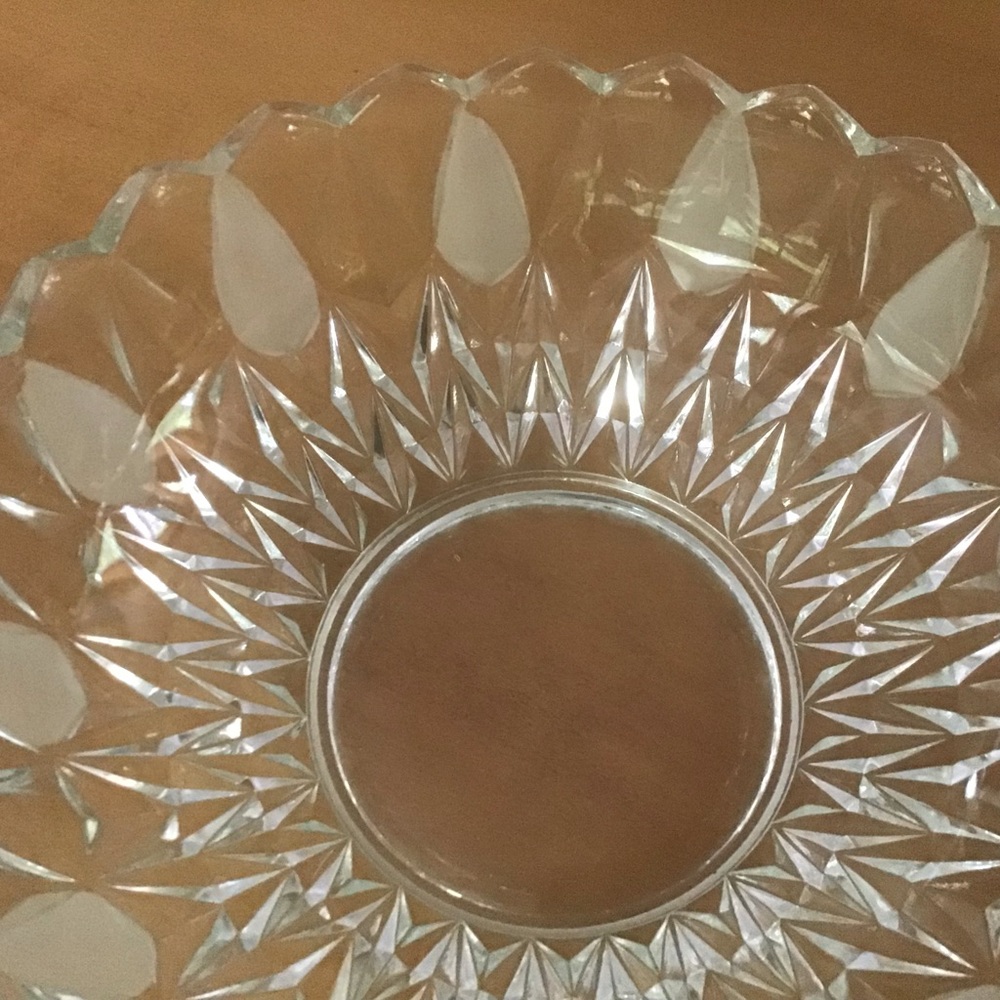 Vintage Cut Glass Crystal Serving Bowl and Saucer Set - Picture 4 of 5